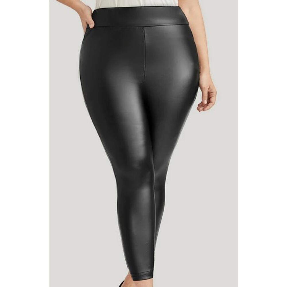 BLOOMCHIC 18-20 2x Plus Black PU Leather Wideband Waist Pants Leggings NWT 0B3